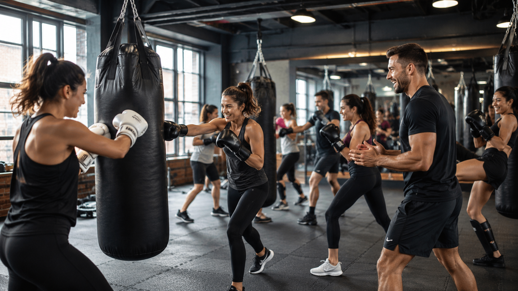 Group boxing class at Elevate Boxing Club Milford
