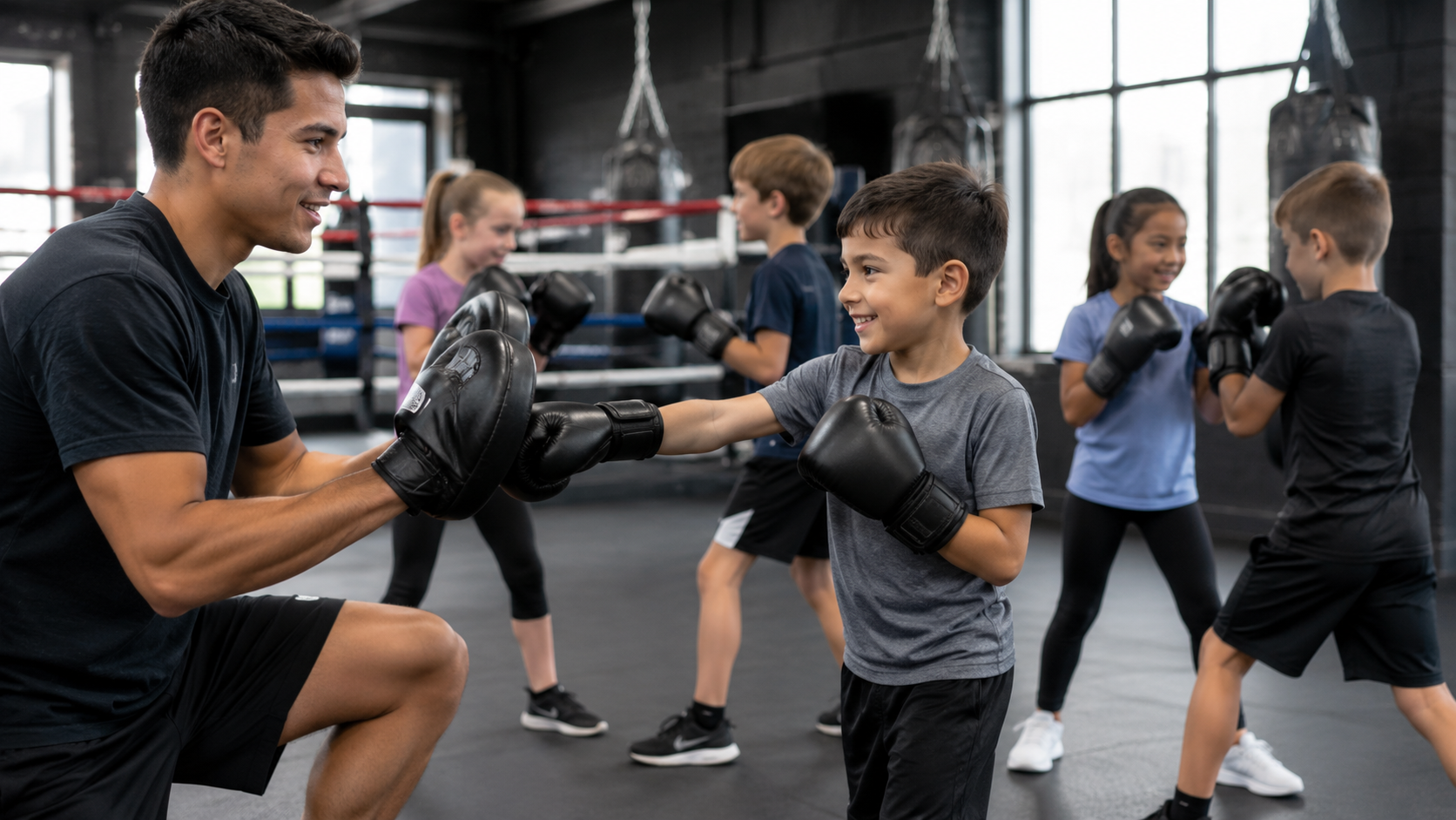 Youth boxing class for kids at Elevate Boxing Club Milford